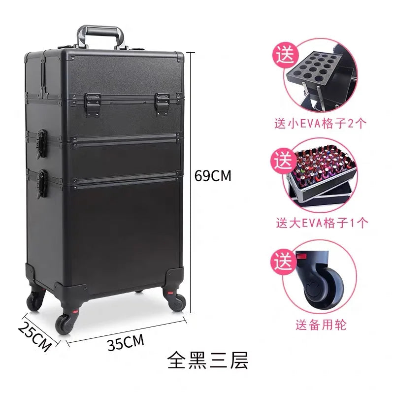 Trolley Cosmetic Bag on Wheel for Women