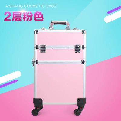 Trolley Cosmetic Bag on Wheel for Women
