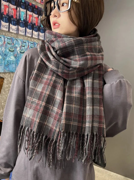 Vibrant Plaid Cashmere Shawl