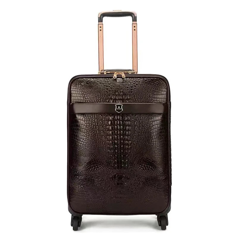 Luxury Crocodile Leather Trolley Luggage