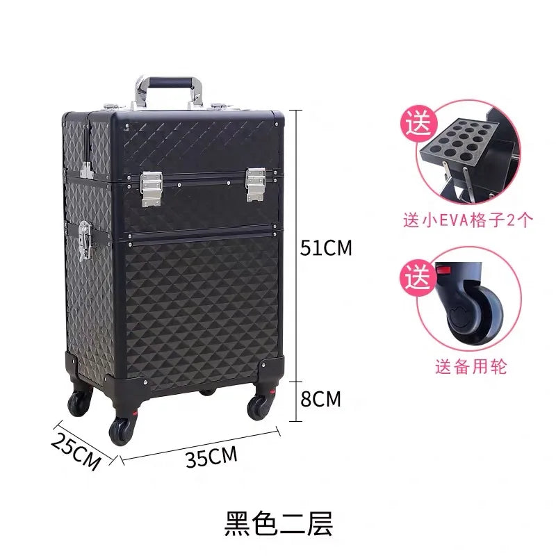 Trolley Cosmetic Bag on Wheel for Women