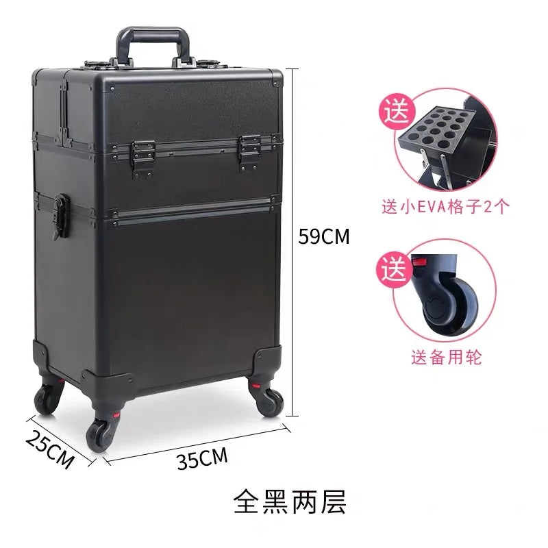 Trolley Cosmetic Bag on Wheel for Women