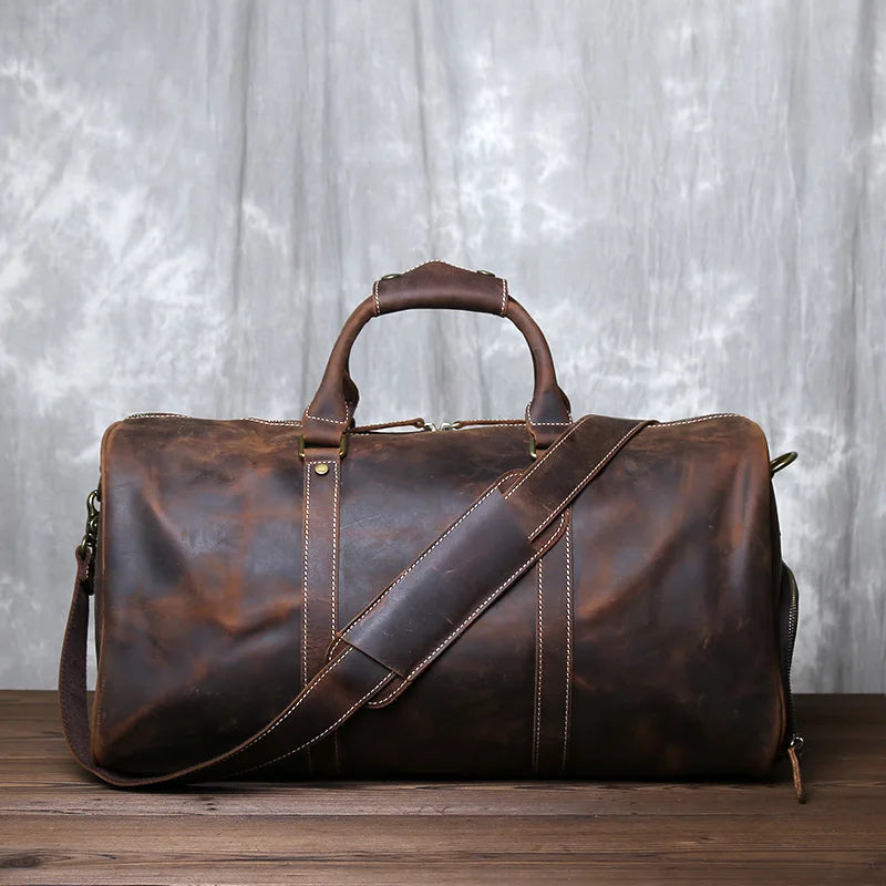 Vintage Crazy Horse Genuine Leather Travel Bag