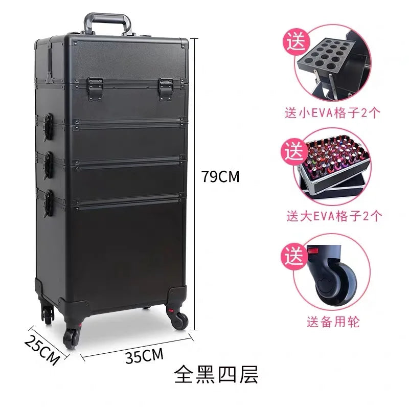 Trolley Cosmetic Bag on Wheel for Women