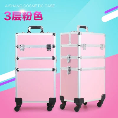 Trolley Cosmetic Bag on Wheel for Women